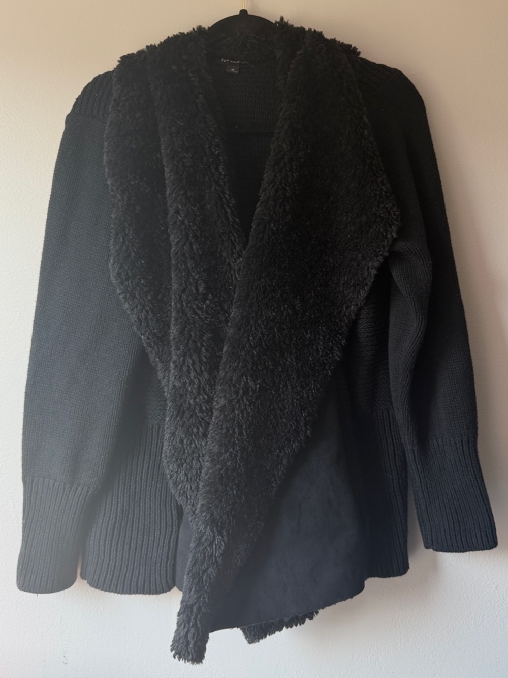 Faux-Fur Shawl Collar Cardigan H by Halston